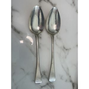 Pr English Sterling Sliver Crested Table spoons Wm Eley & Wm Fearn 1823 135.7g